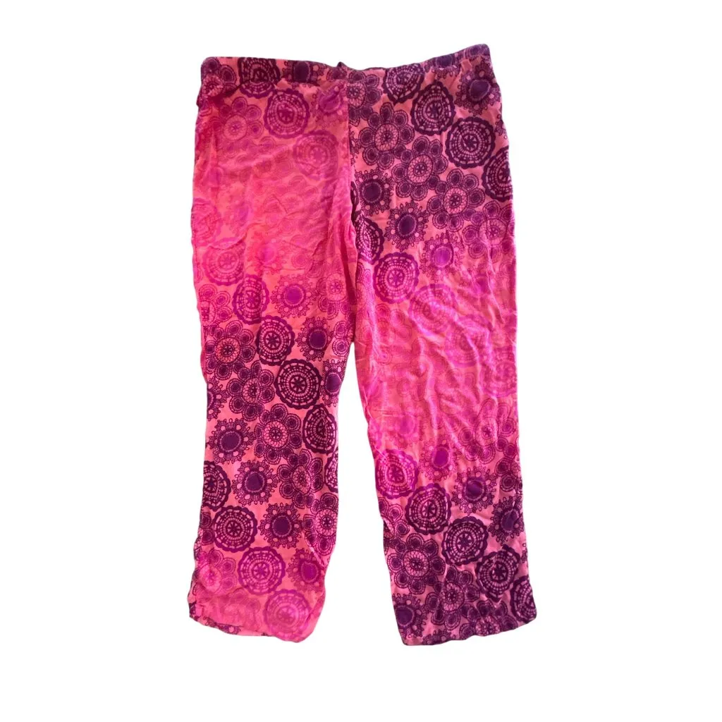Josie Natori Pajama Pants Bottoms Size XL Boho Bohemian Lightweight Purple Pink - Image 4