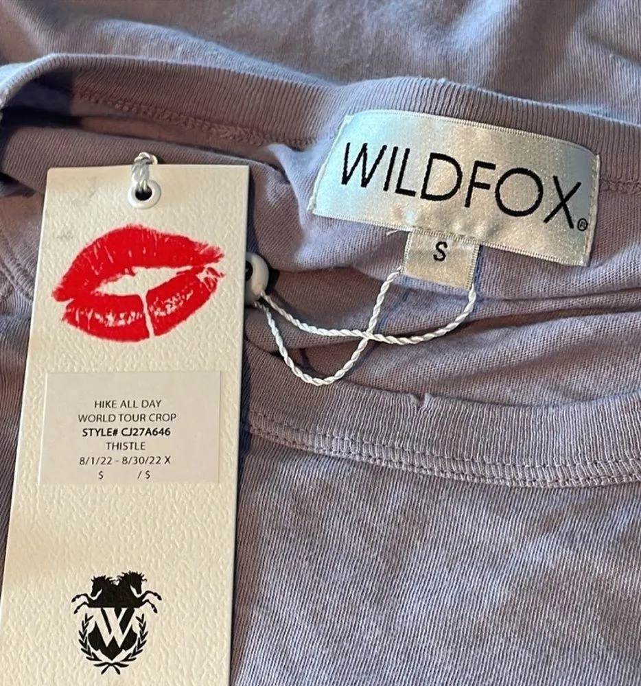 Wildfox “Hike All Day, Drink All Night” Crop Graphic Long Sleeve Tee New w/ Tags - Image 5