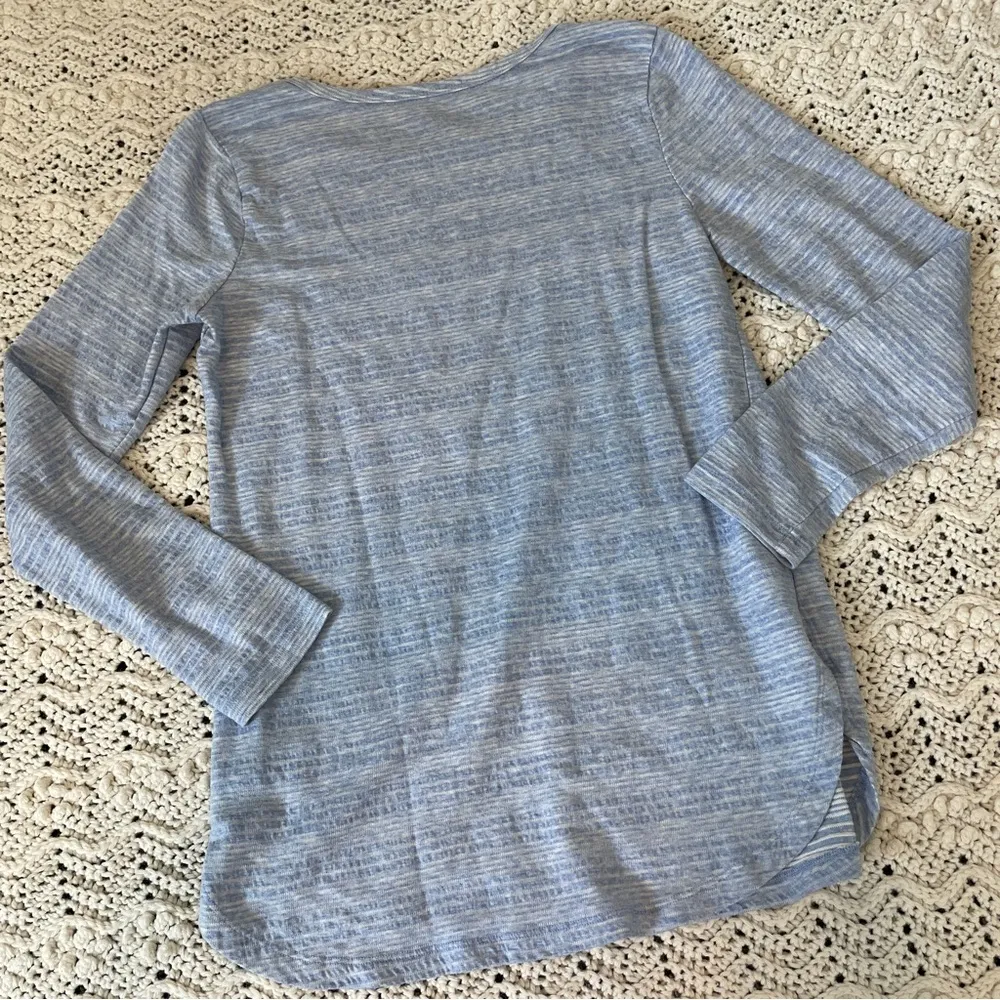 Soft Surroundings Striped Cotton Long Sleeve Shirt Blue (XSmall) casual simple - Image 2