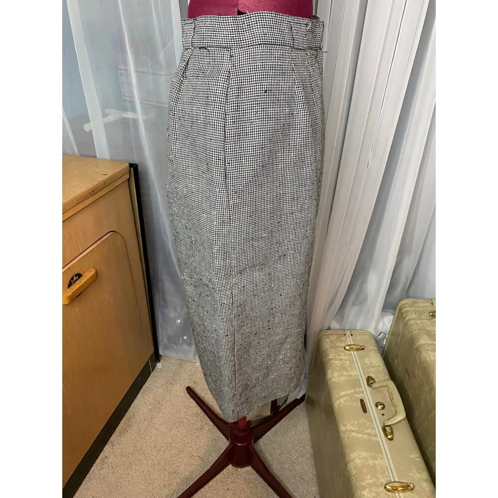 mini houndstooth straight skirt sz 10 Black - Image 8