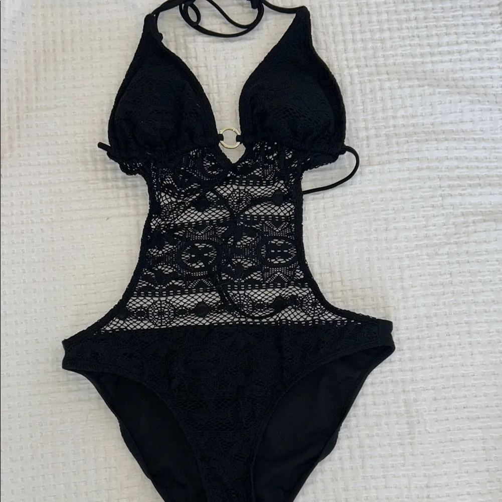 Xhilaration Black Lace One Piece Swimsuit - Image 2