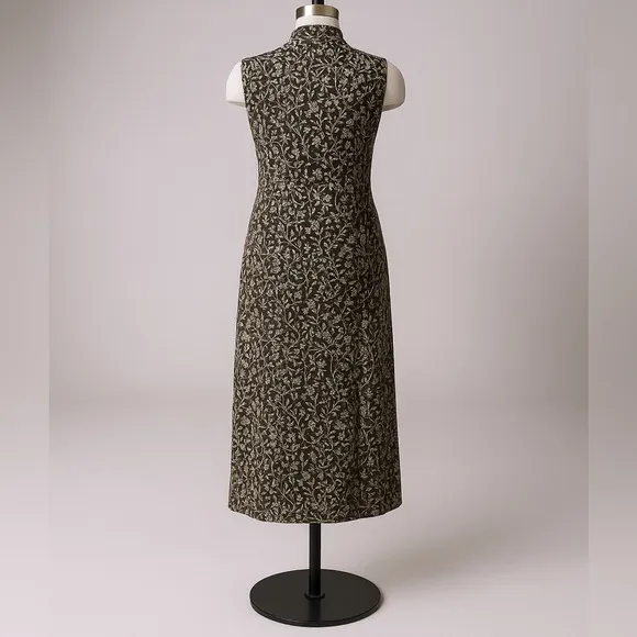 Vintage Laura Ashley Brown Floral Sleeveless Midi Dress Size 6‎ V-Neck Cottage - Image 5