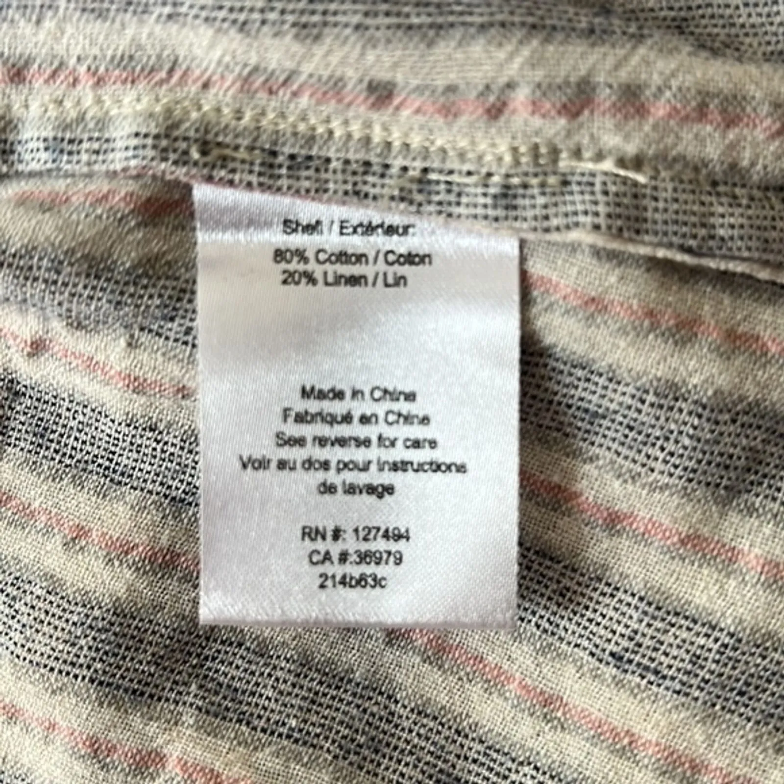 Heartloom Shirt Women Small Tan Gray Striped Jardin Top Button Up Neutral Earthy - Image 6