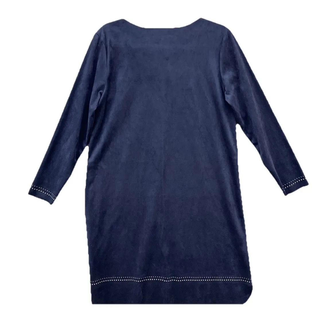 Soft Surroundings Ambrosia Faux Suede Sheath Dress Womens‎ Blue Studded Stretch - Image 4