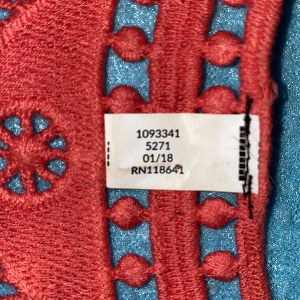 LANE BRYANT crochet & pom poms cover up kimono coral side slits NEW size OSFA - Image 7