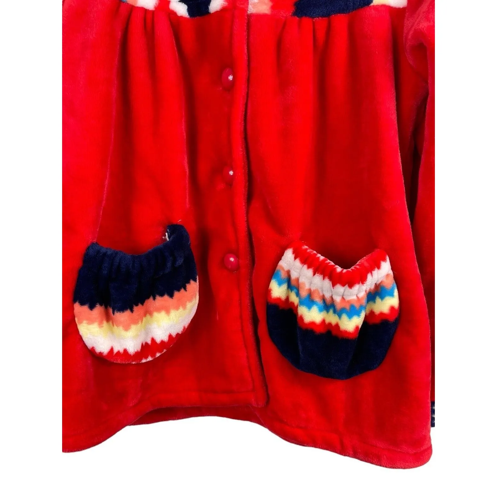 Rou Phang Extra Warm Soft Red Stripe Long Sleeve Top Bottom Pajama Lounge Set L Size L - Image 6