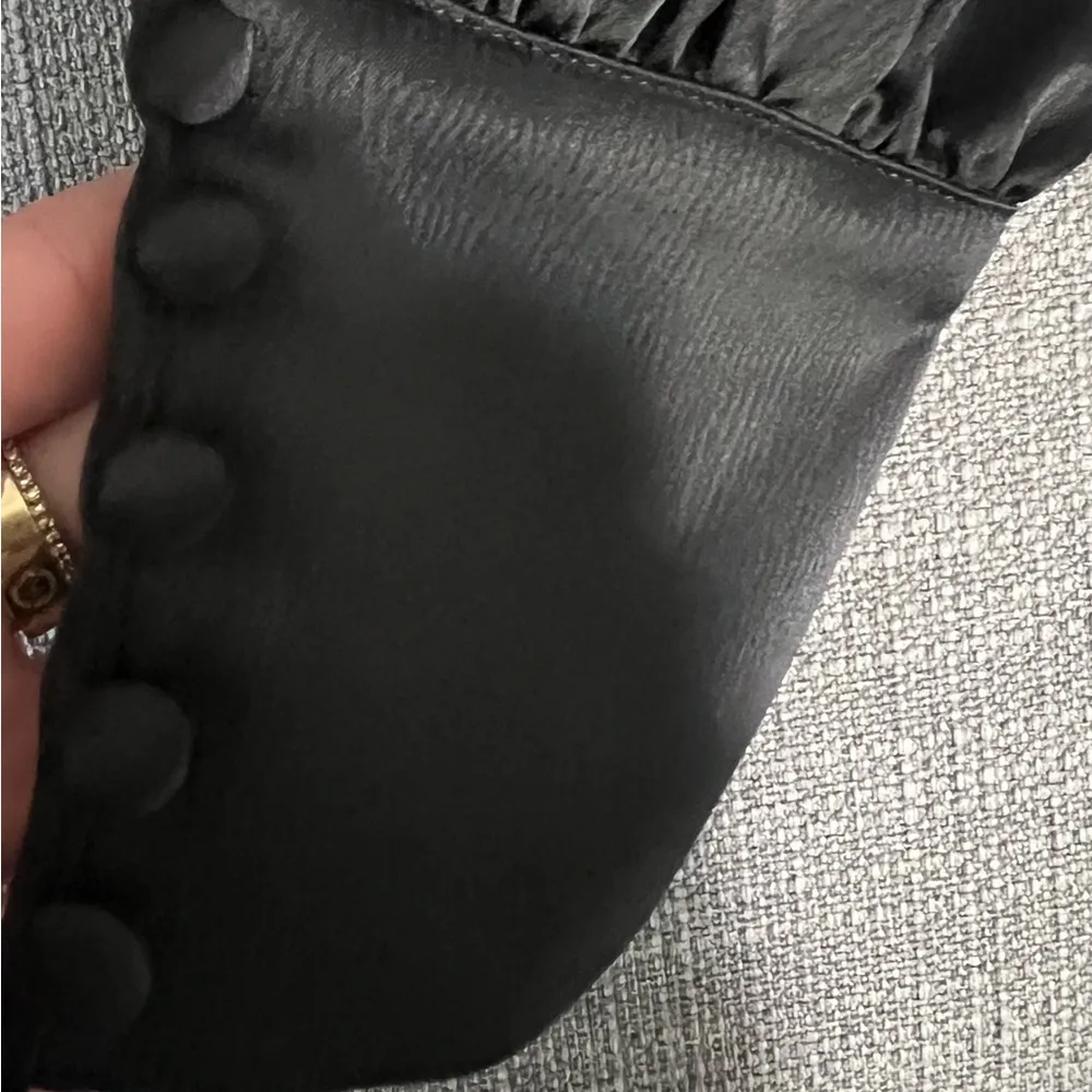 New black satin tie front top - Image 6