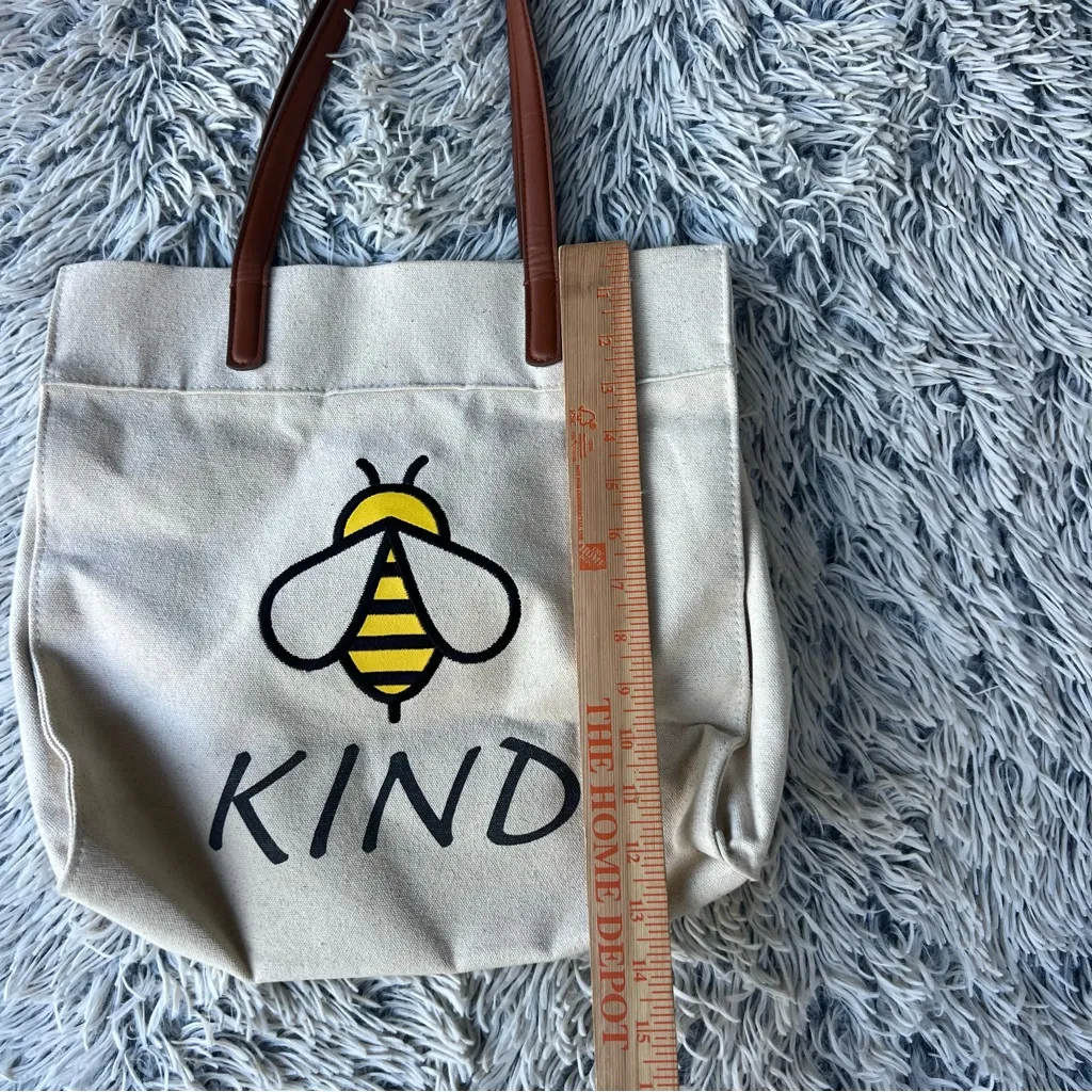 Twig And Arrow 🐝 Kind Large Canvas Tote Bag Yellow - Image 4