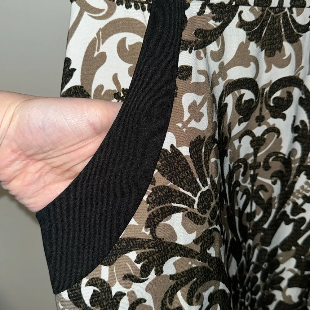 London Times Damask Short Cap Sleeve Shift Dress Brown Black Women’s 4 - Image 4