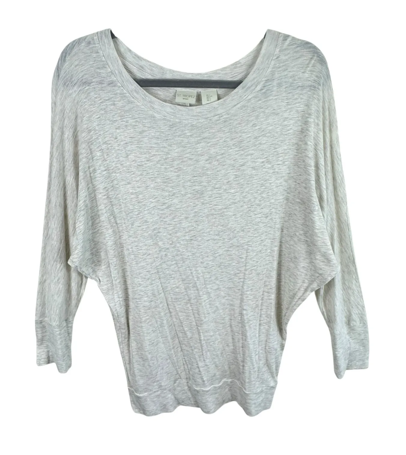 St. Tropez West Gray Heather Dolman Sleeve Cotton Modal Lightweight Top Size L - Image 1