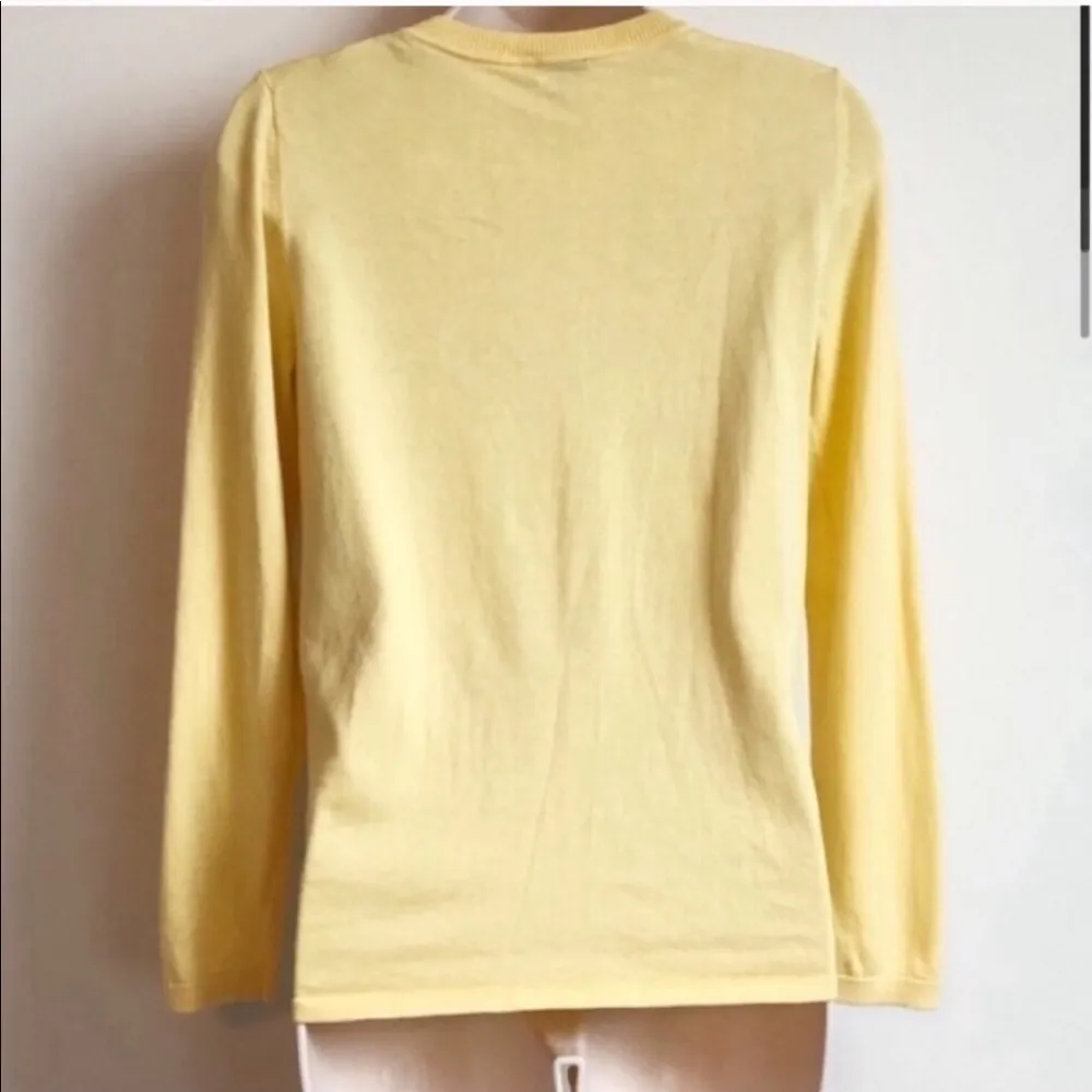 🆕 Talbots tie front crew neck yellow sweater pullover long sleeve cotton - Image 2