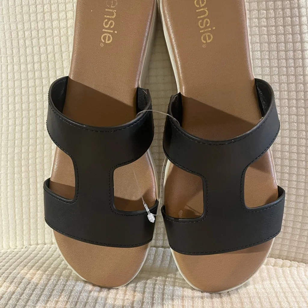 Kensie Black Slide Sandals for Women - Image 2