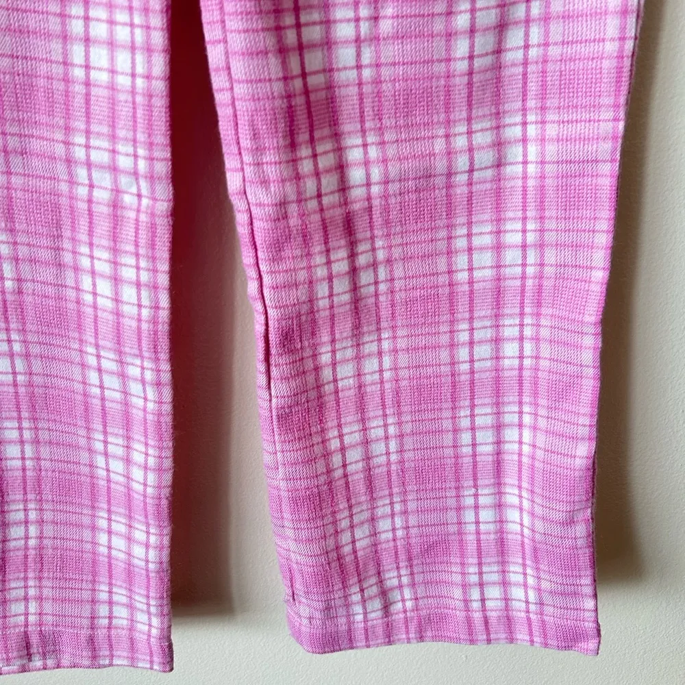 NWOT Princess Polly Women’s 6 Plaid Pants Pink White Straight Leg Trousers Soft - Image 4