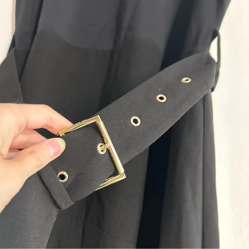 Ted Baker London Corvala Belted Fluted-Skirt Midi Dress in Black Size 5 US 12 - Image 8