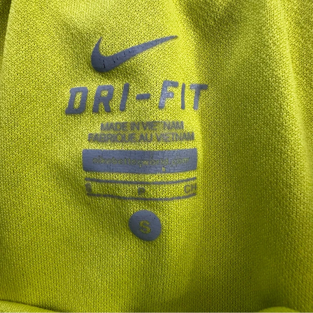 Nike Dri-Fit Athletic Shorts Women's size Small in Green Yellow stripes running - Image 5