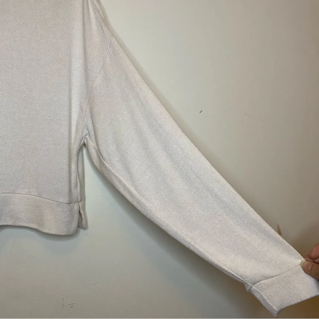 QUINCE Brushed Viscose Cropped Lounge Hoodie Heather Oatmeal Beige Sz Small - Image 6