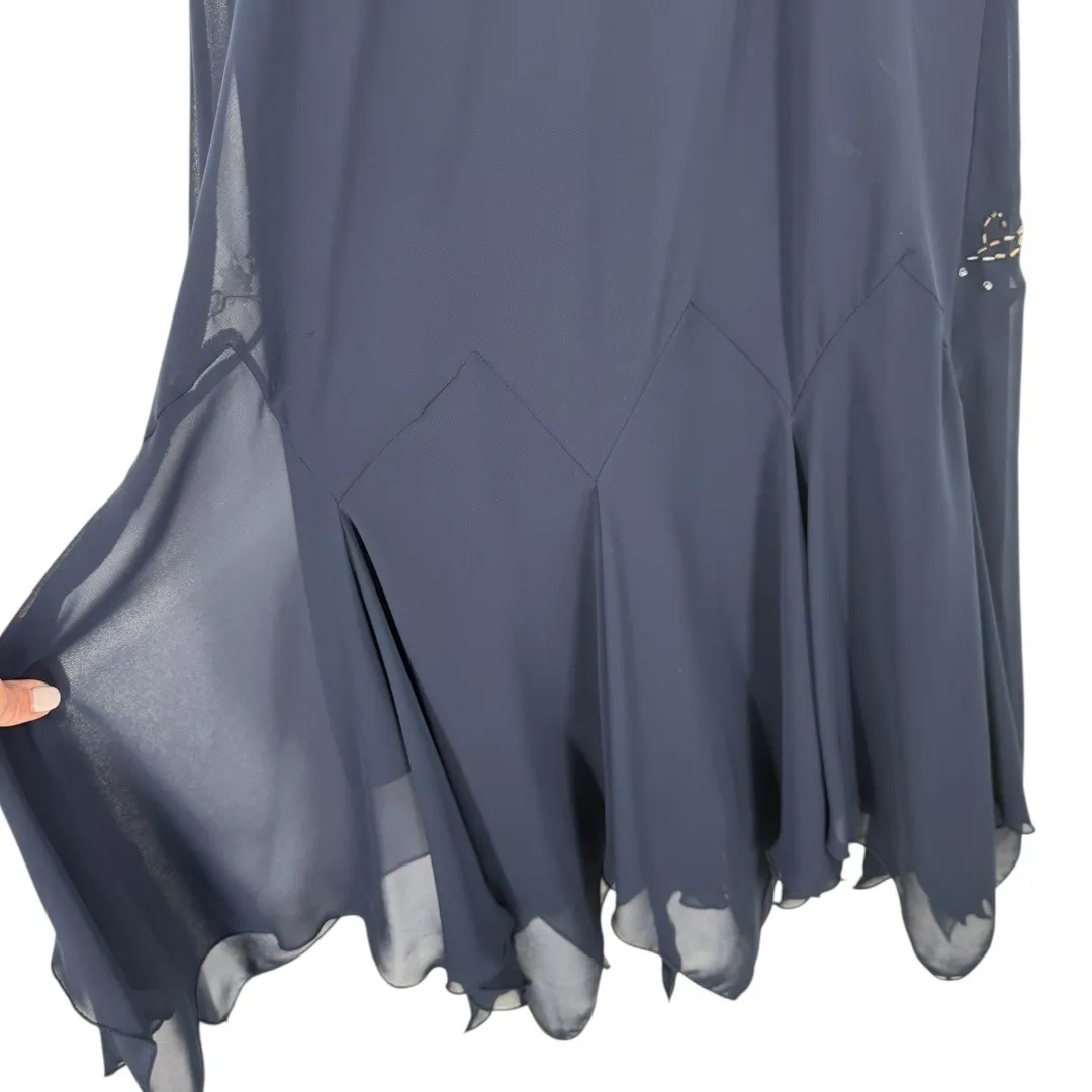 SL Fashions Sleeveless Beaded Handkerchief Hem Midi Dress Sz 12 Fairy Whimsigoth Blue - Image 9