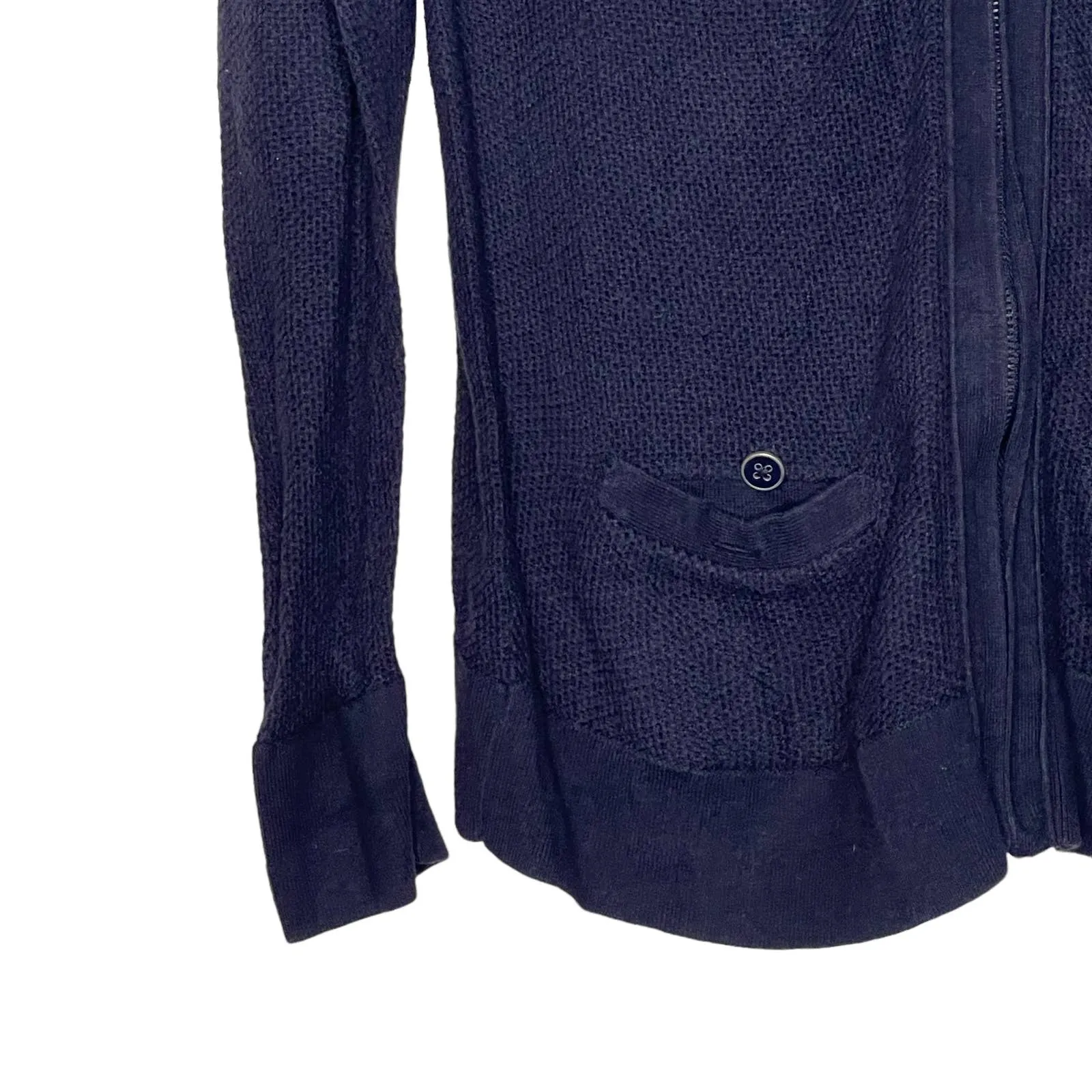 Banana Republic Rabbit Hair Full Zip‎ Hoodie Sweater Women Large Button Pocket - Image 5