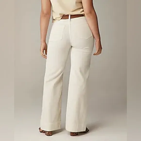 J Crew women’s Wide-leg corduroy trouser ivory Size 32 NWT - Image 2