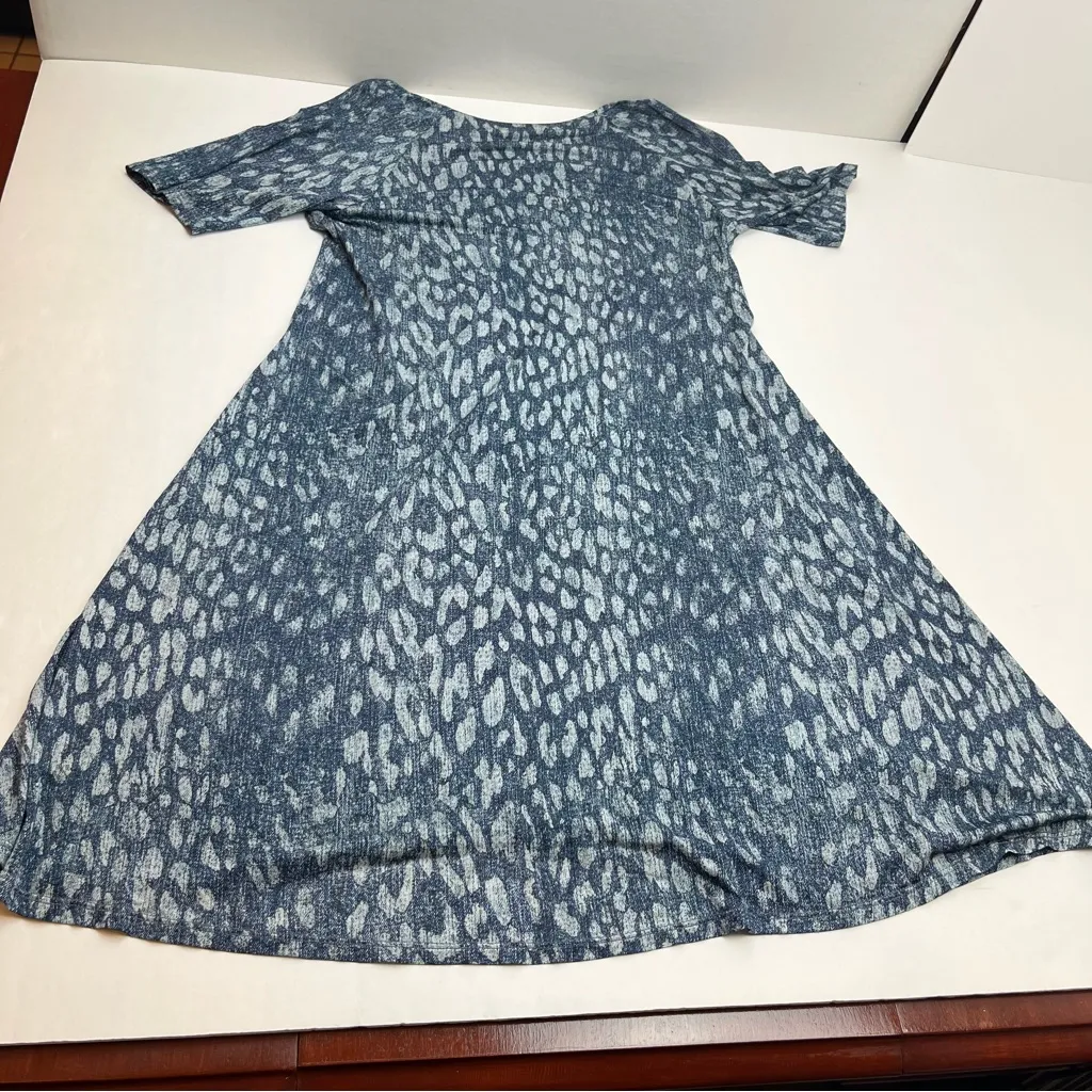 L’Agence Blue Printed Swing Dress‎ Womens Size Small Stretch Short Sleeve *FLAW* - Image 11