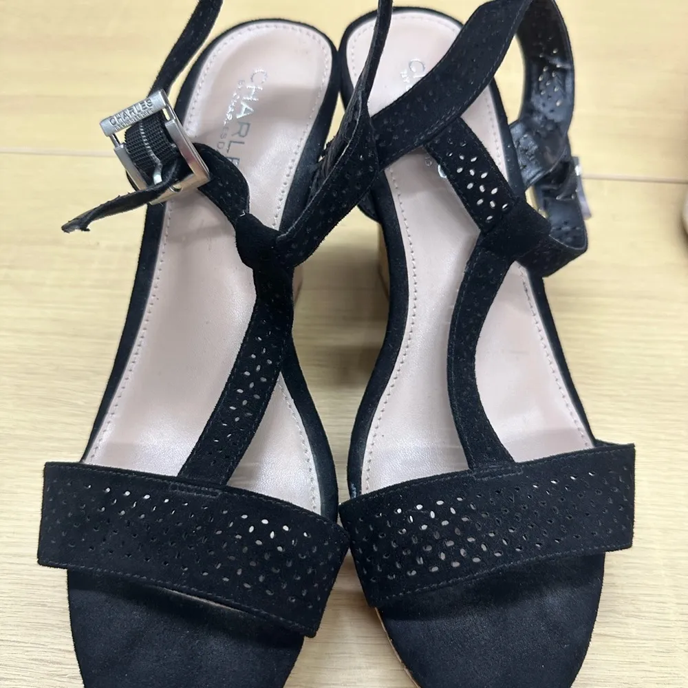 Charles by Charles David Women's Cork Wedge Black Platform Sandals Size … - Image 11