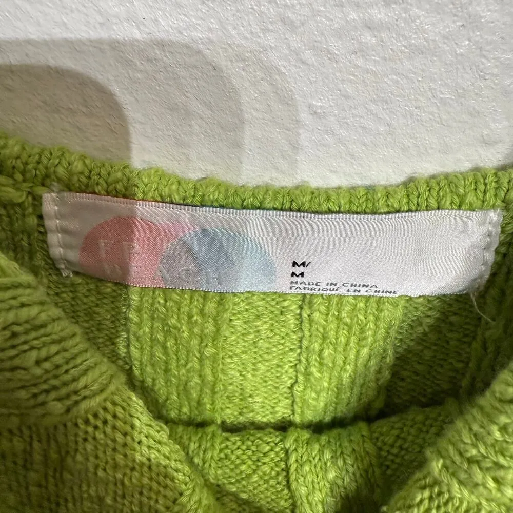 Free People Beach Gilded Lime Santos Ribbed Sweater Midi Dress Sz M - Image 5