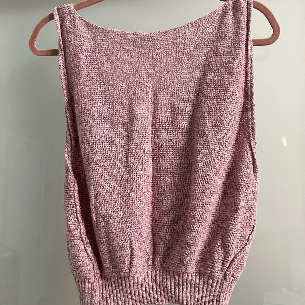 Pilcro Painted Walls Twisted Tank Knit Top Pink Purple White Size Medium - Image 5
