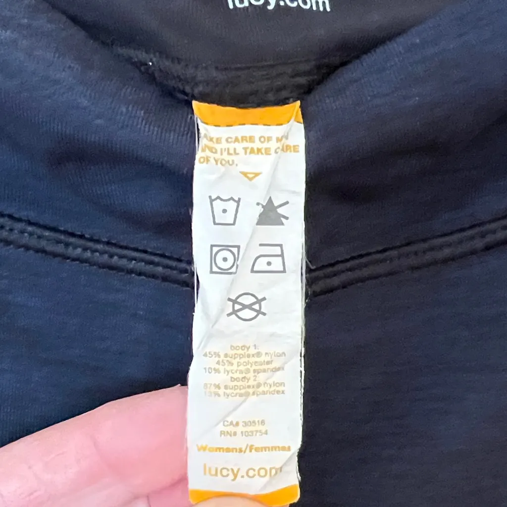 Lucy Dark Blue Pull on Yoga Pants Leggings - Image 3