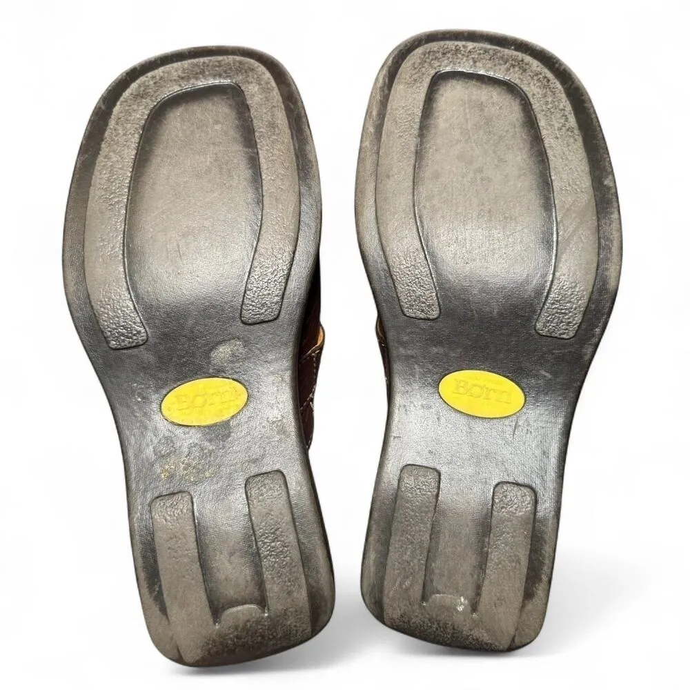 Born Brown Pebbled Leather Clogs Slip - Image 7