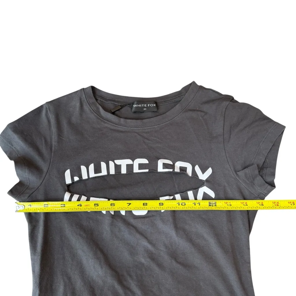 Wildfox Size M After‎ The Storm Cutout Baby Tee Gray Crop Y2K Style Trendy - Image 9