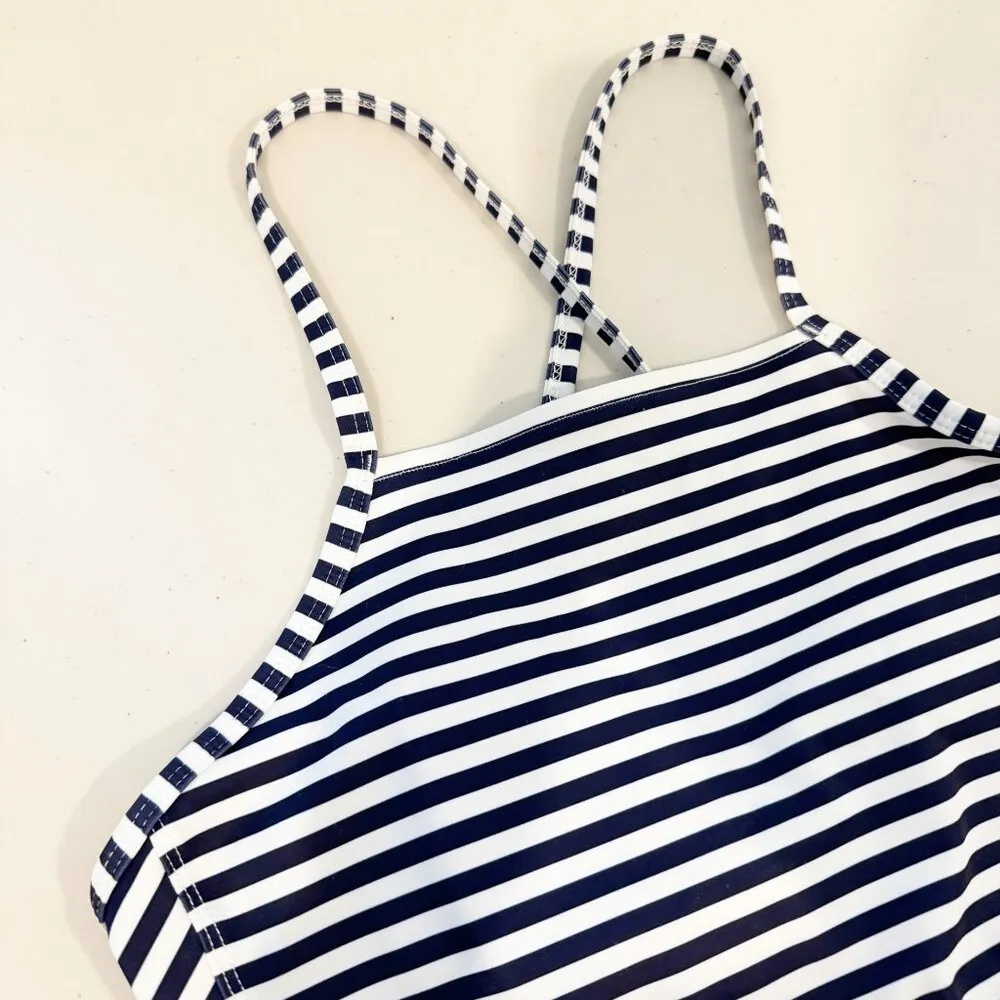 Albion Swim Striped Bikini Weekender Switchback Set Pana Blue Bathing Suit Large - Image 5