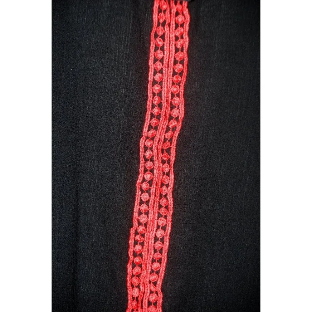 Weekend Suzanne Betro Ladies Tunic Top Blouse Size L Black Red Embroidered - Image 4