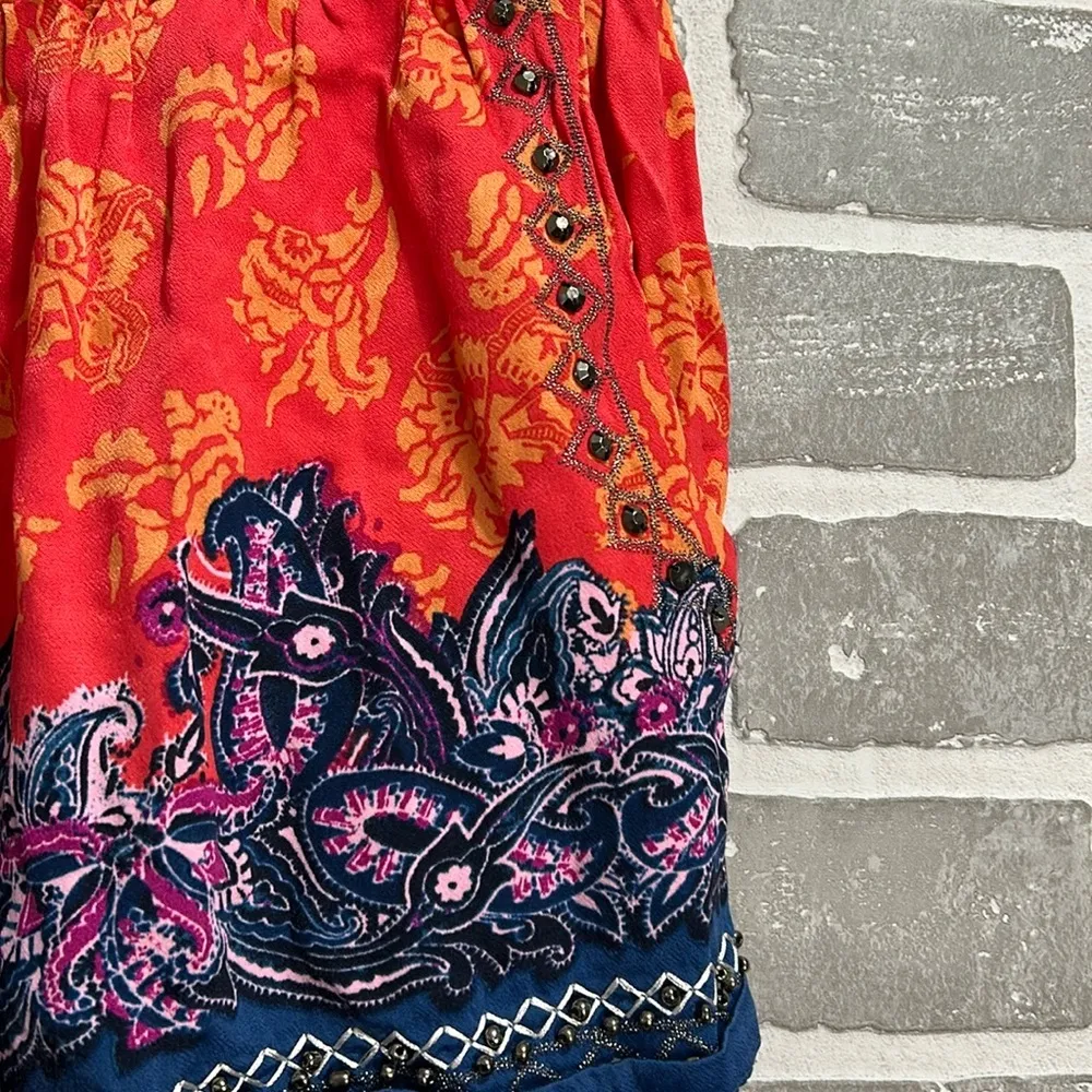 Free People San Paolo Boho Studded Embellished Drawstring Shorts Womens Medium - Image 4