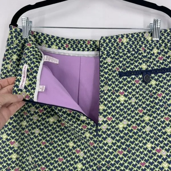 Peter Millar Retro 70's Print Golf‎ Tennis Skirt Skort Size 8 Green Pickleball - Image 4