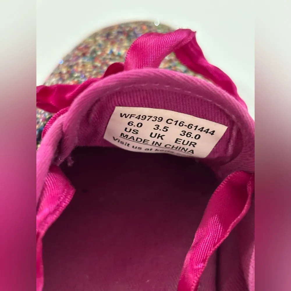 Keds X Kate Spade Fuchsia Multi Color Glitter Ribbon Tie Sneakers 6 - Image 8