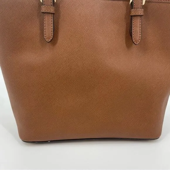 Michael Kors Tote Jet‎ Set Medium Top Zip Snap Pocket Tan - Image 8