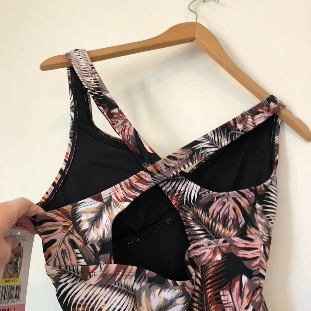 NEW NWT HURLEY Black Mauve Pink Multi Floral Crossback One Piece Swimsuit Small - Image 12