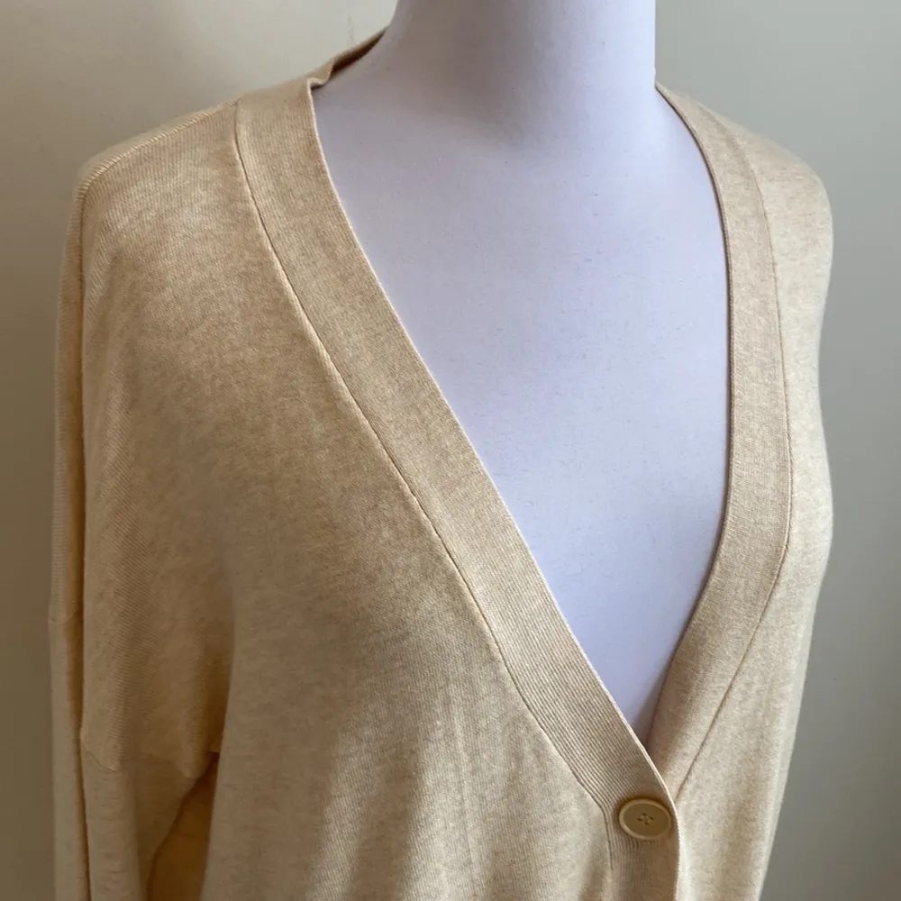 Tahari V Neck Cardigan Sweater Oatmeal Heather - Image 9