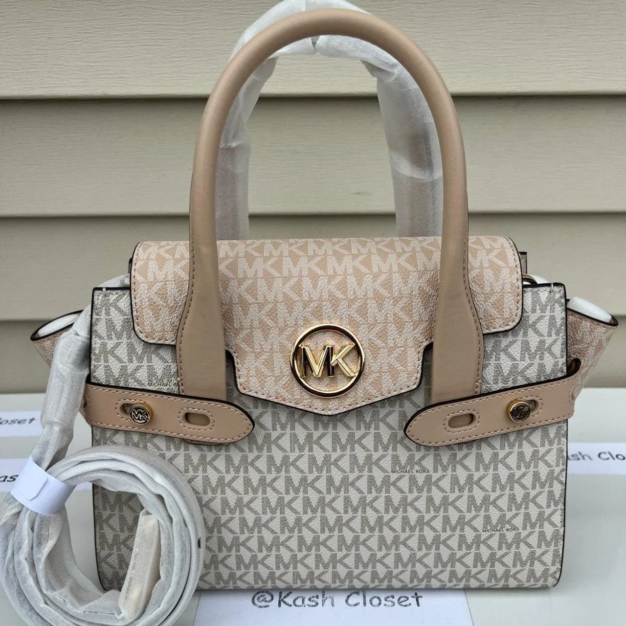 Michael Kors Buff Multi Carmen Satchel Medium Purse - Image 8