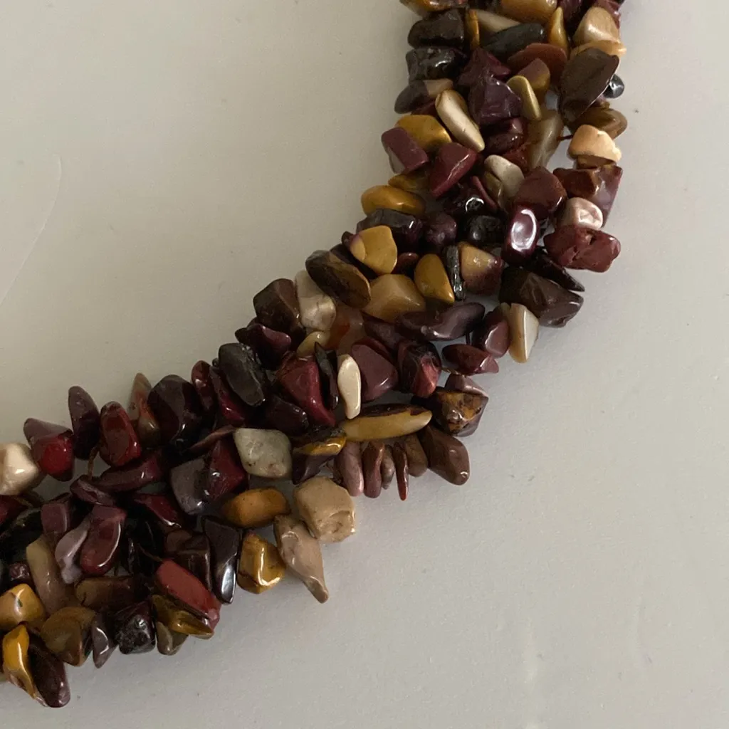 Multicolor natural stone Agate Jasper nugget beaded cluster collar necklace - Image 6