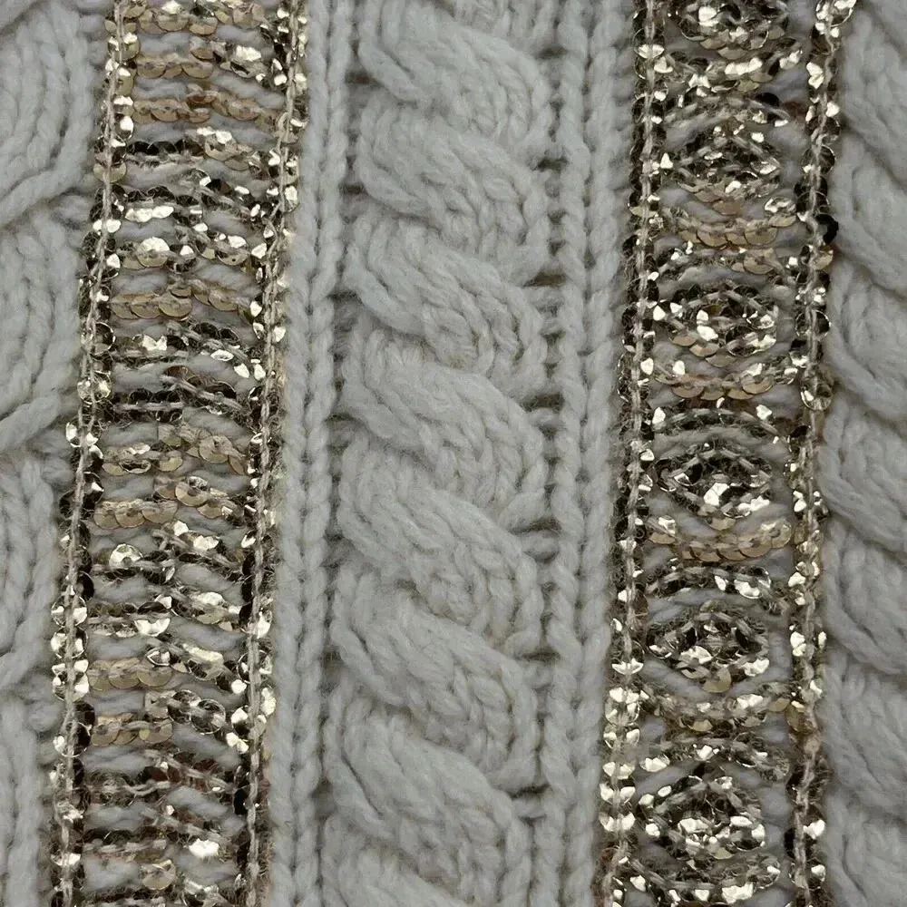 J. Crew Wool Blend Cable Knit Chunky Pullover Sweater Women Size L Cream - Image 3