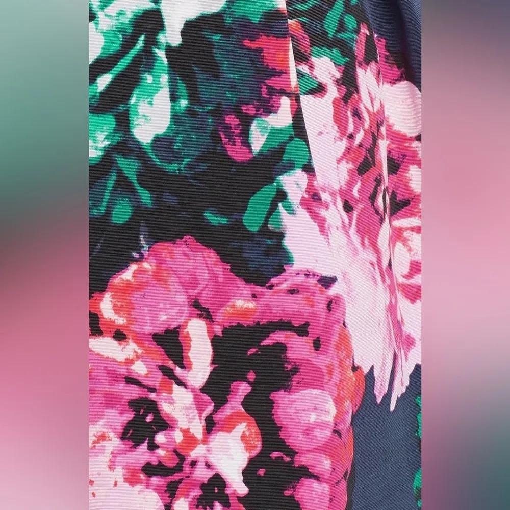 Eliza J Floral Print Faille Fit & Flare Dress Back Cut Out Flare Skirt Petite - Image 2