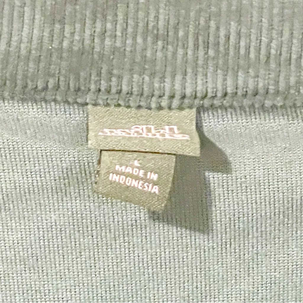 Wild‎ Fable Size Large Green Velvet Quarter Zip Pullover Sweatshirt New NWT - Image 3