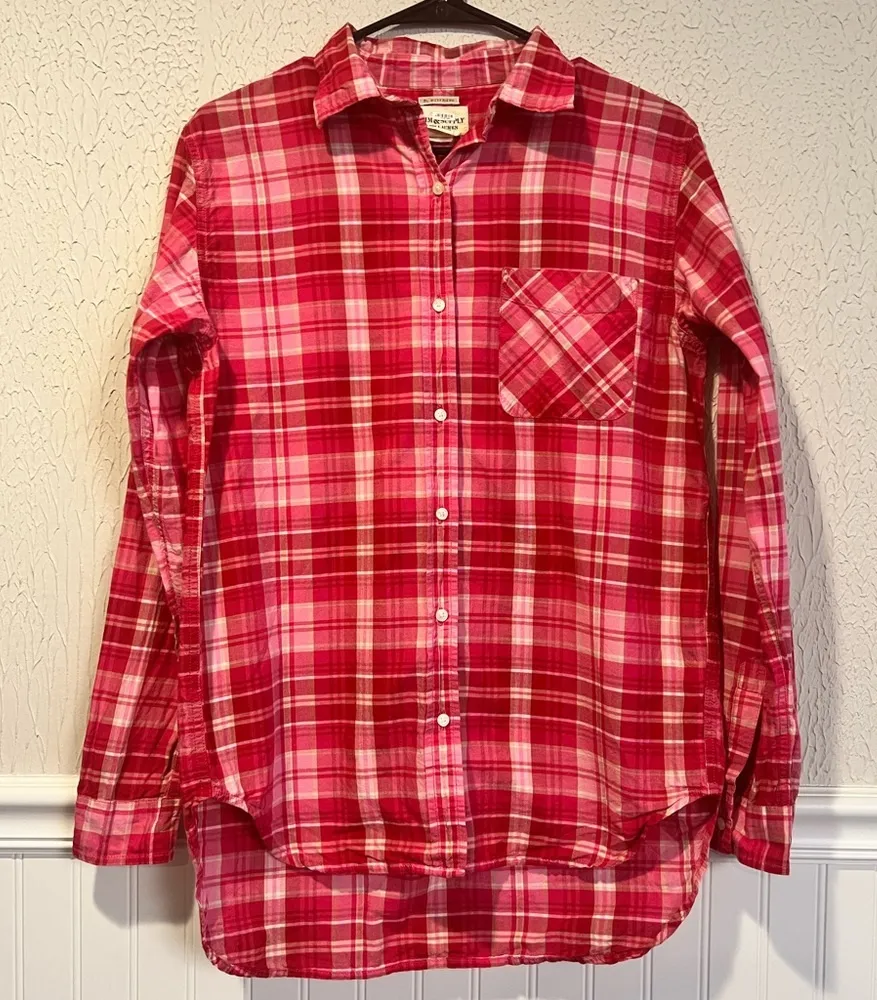Denim & Supply Ralph Lauren Pink Plaid Cotton Boyfriend Shirt size medium - Image 1