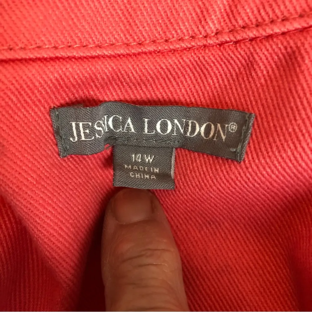 Vintage Jessica London Pink Coral Denim 2 Piece Set Jacket & Jeans Size 12-14 - Image 8