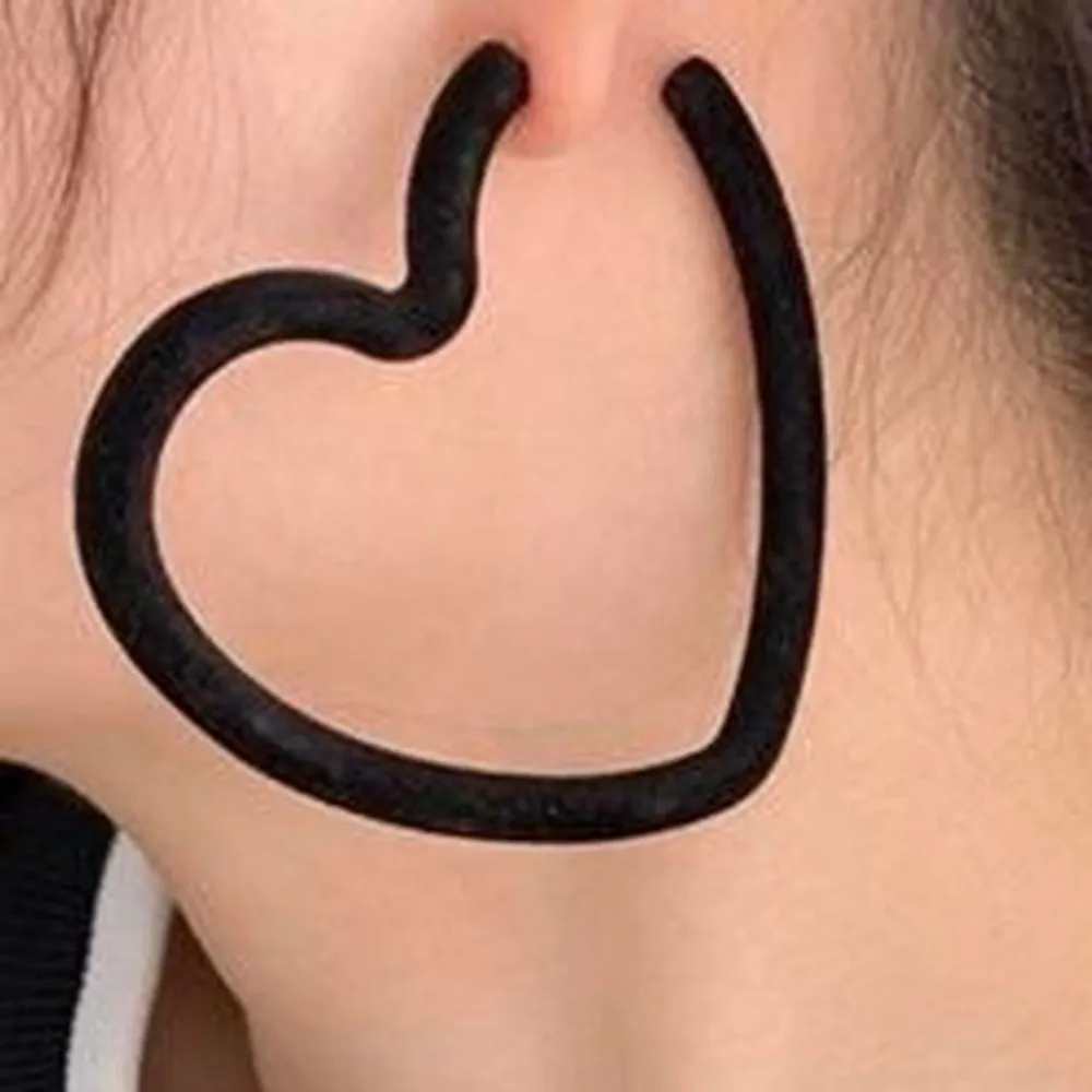 Black Heart Shaped Hoops - Image 4