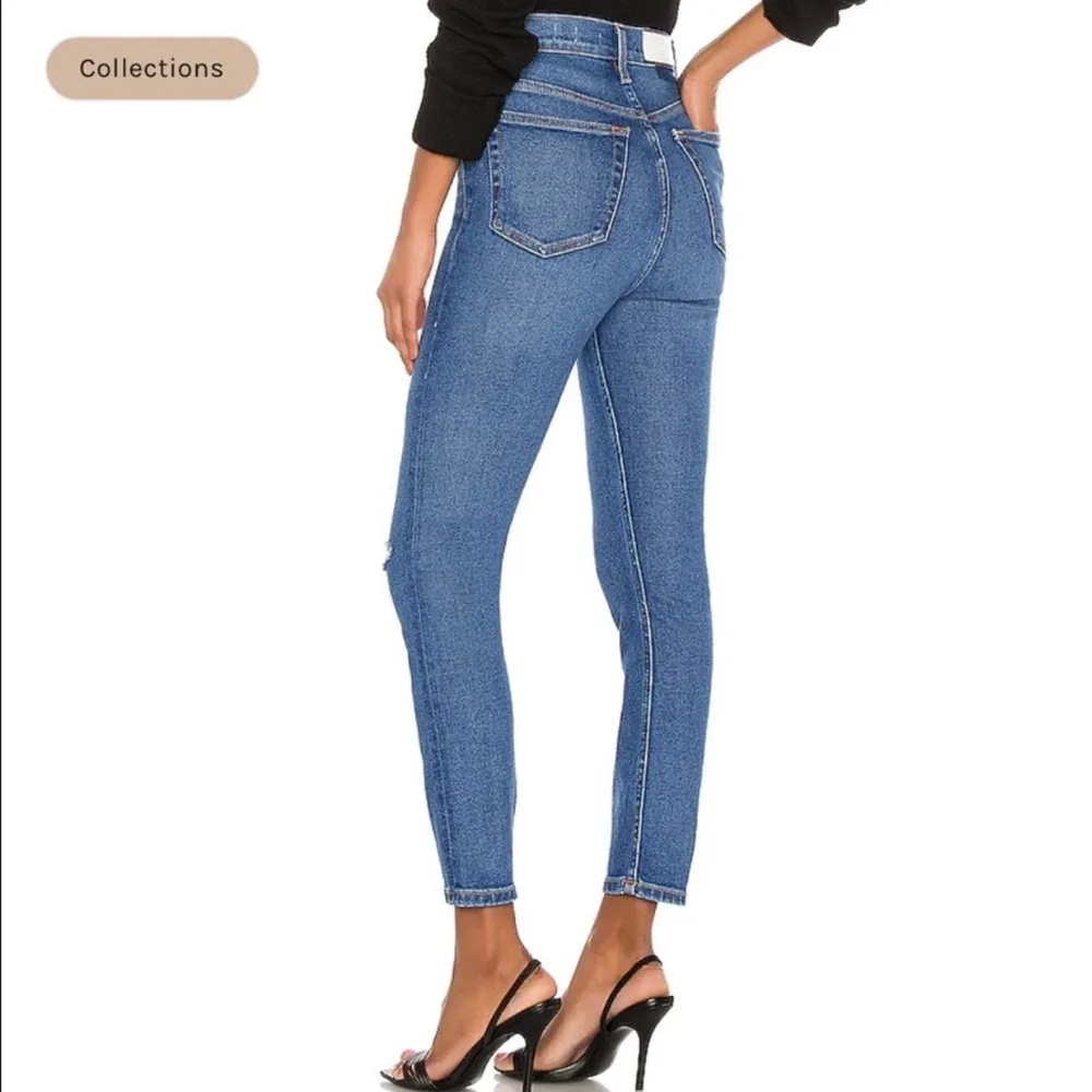 RE/DONE REDONE 90s Ultra High Rise Medium Wash Jeans Distressed Ankle Cropped 28 - Image 3