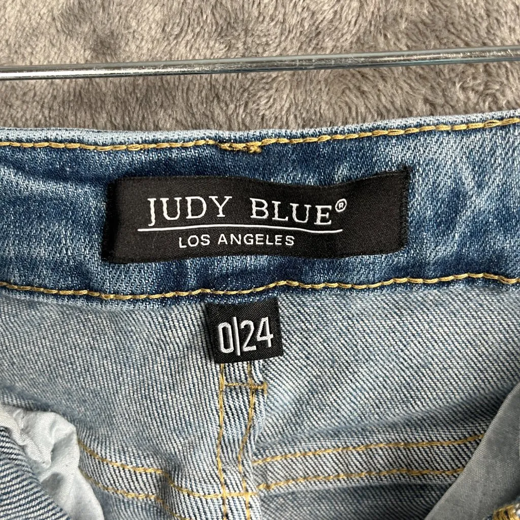 Judy Blue Boyfriend Fit Jeans Women's Size 0/24 Distressed Blue Denim Grunge Y2K - Image 3