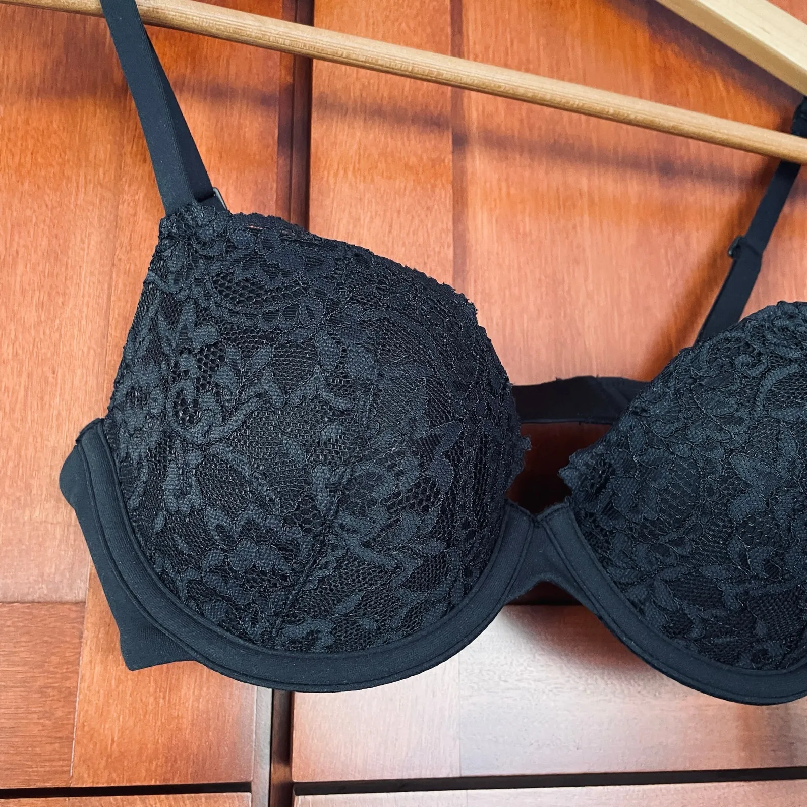 Skims Bra Fits Everybody Lace Push Up Demi Onyx Black Size 32B NEW - Image 2