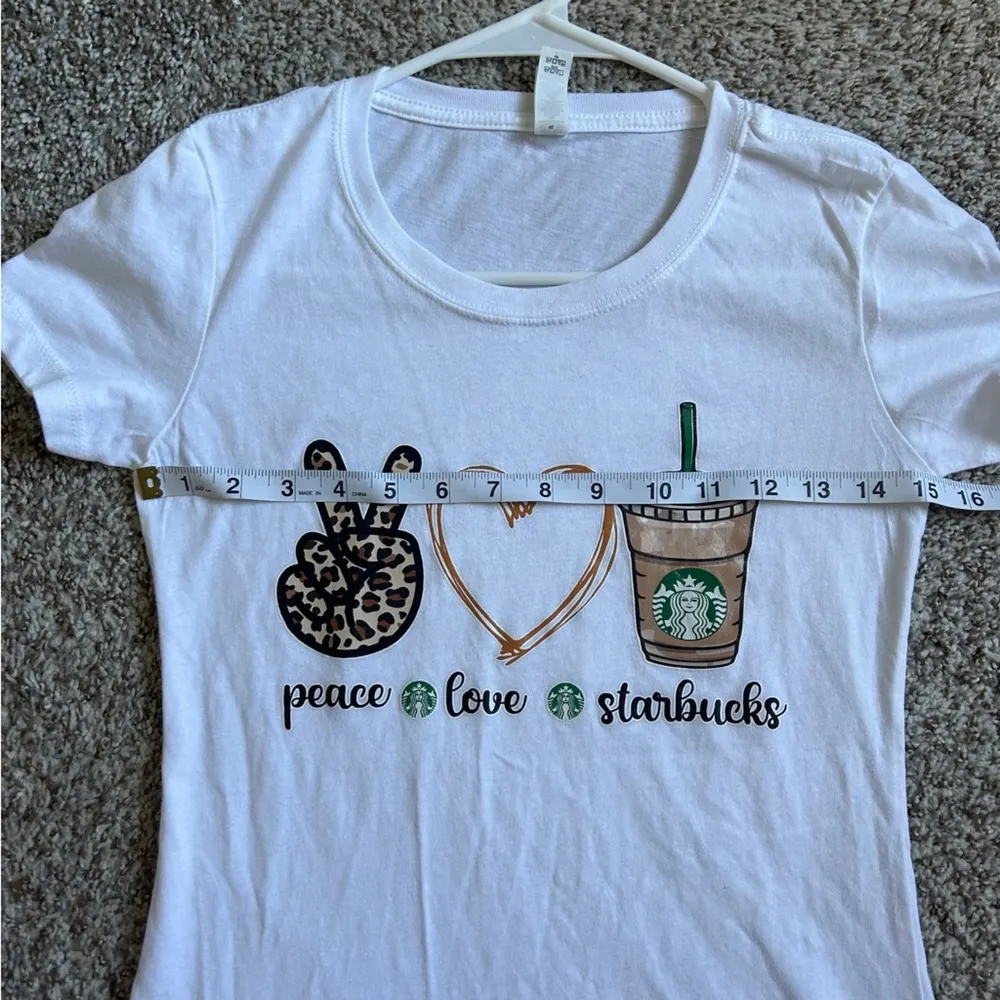 🦋 Ideal by Next Level White Short Sleeve T-Shirt Peace Love Starbuck Small - Image 6